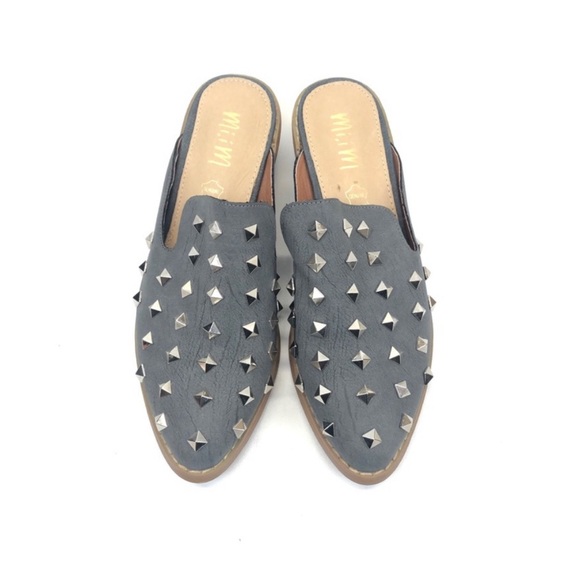 Mi.iM Stuart Vici Gray Studded Loafers - Picture 1 of 9